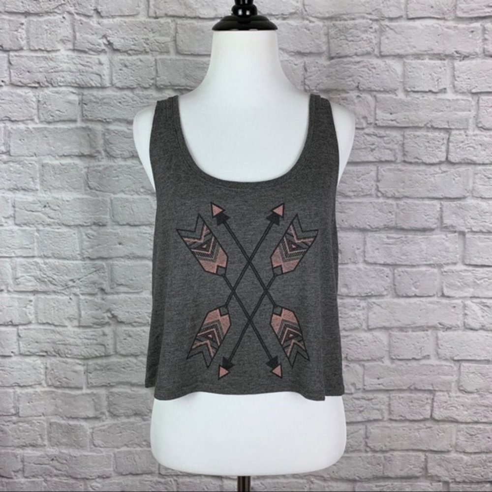 Strata Crop Tank Top Arrow Graphic Print Small